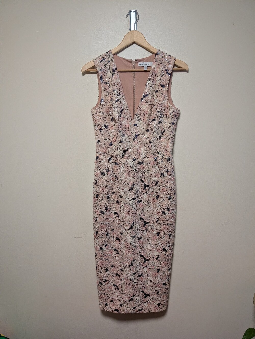 Dress the Population Colette Sequin Lace Sheath Dress Small - Picture 3 of 8